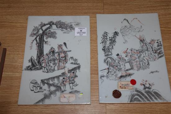 A pair of Chinese Republic period porcelain plaques 31 x 21.5cm